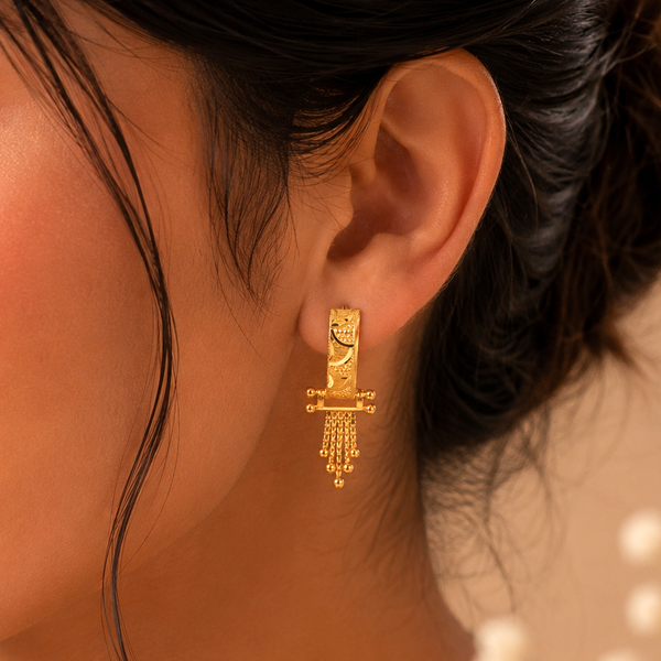 Yamika Imperial Tassel Hoops  Gold Bali