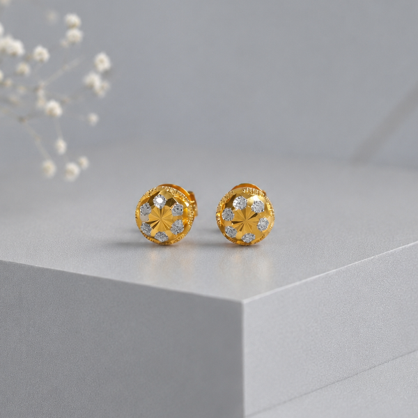 Trisha Lustrous Floral Gold Earrings