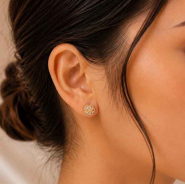 Trisha Lustrous Floral Gold Earrings
