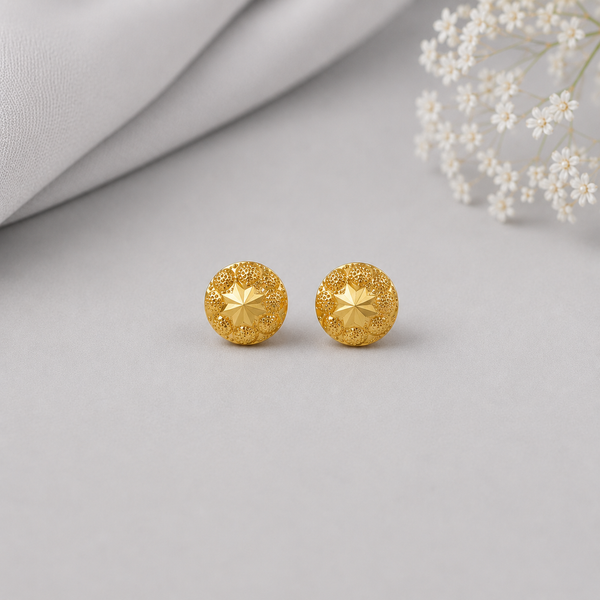Diya Floral Halo  Gold Earrings