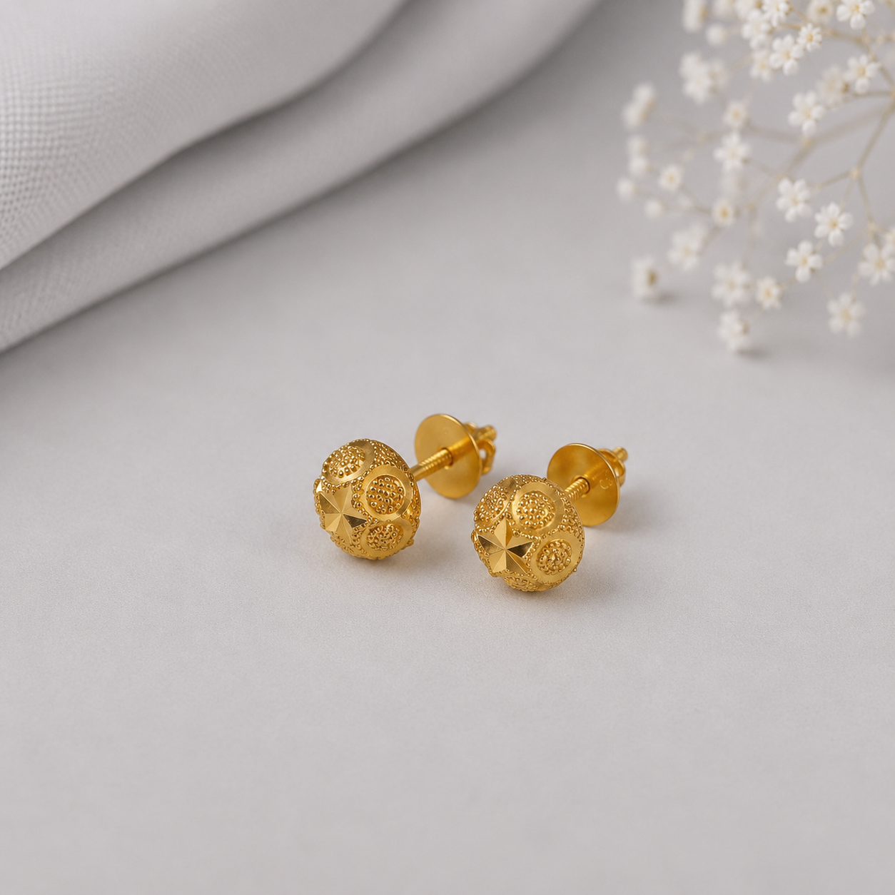 Diya Floral Halo  Gold Earrings