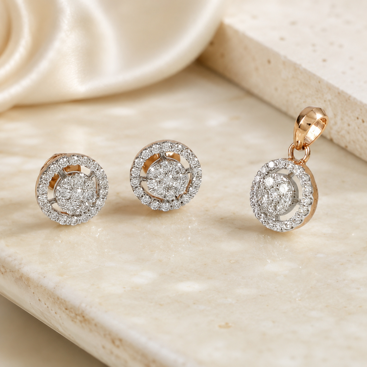 Rose Radiance Diamond Pendant Set