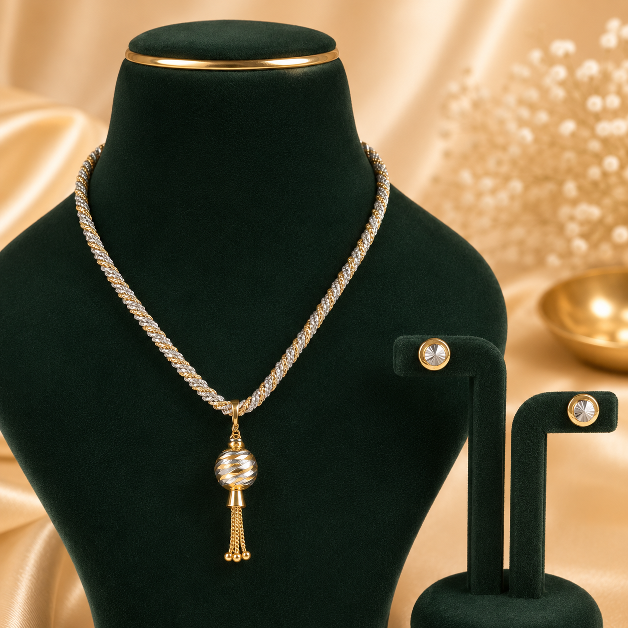 Aadhya Swirl Gold Pendant Set