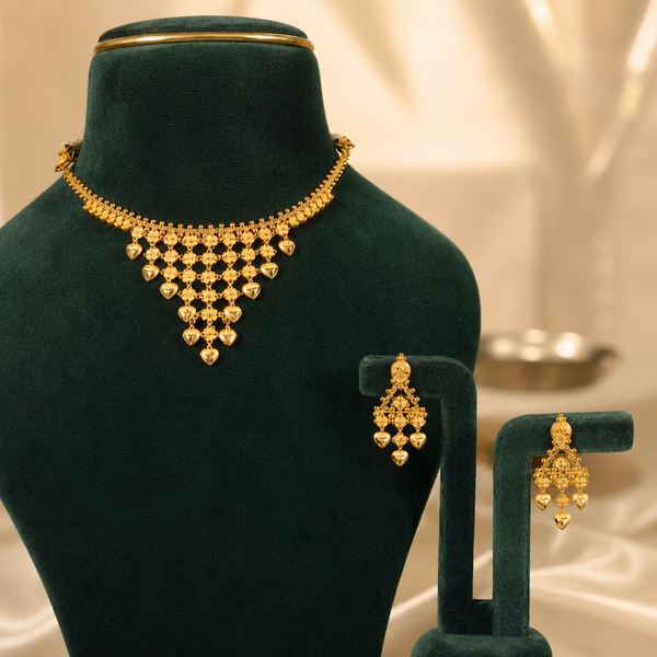 Aanya Heart Drape  Gold Necklace Set
