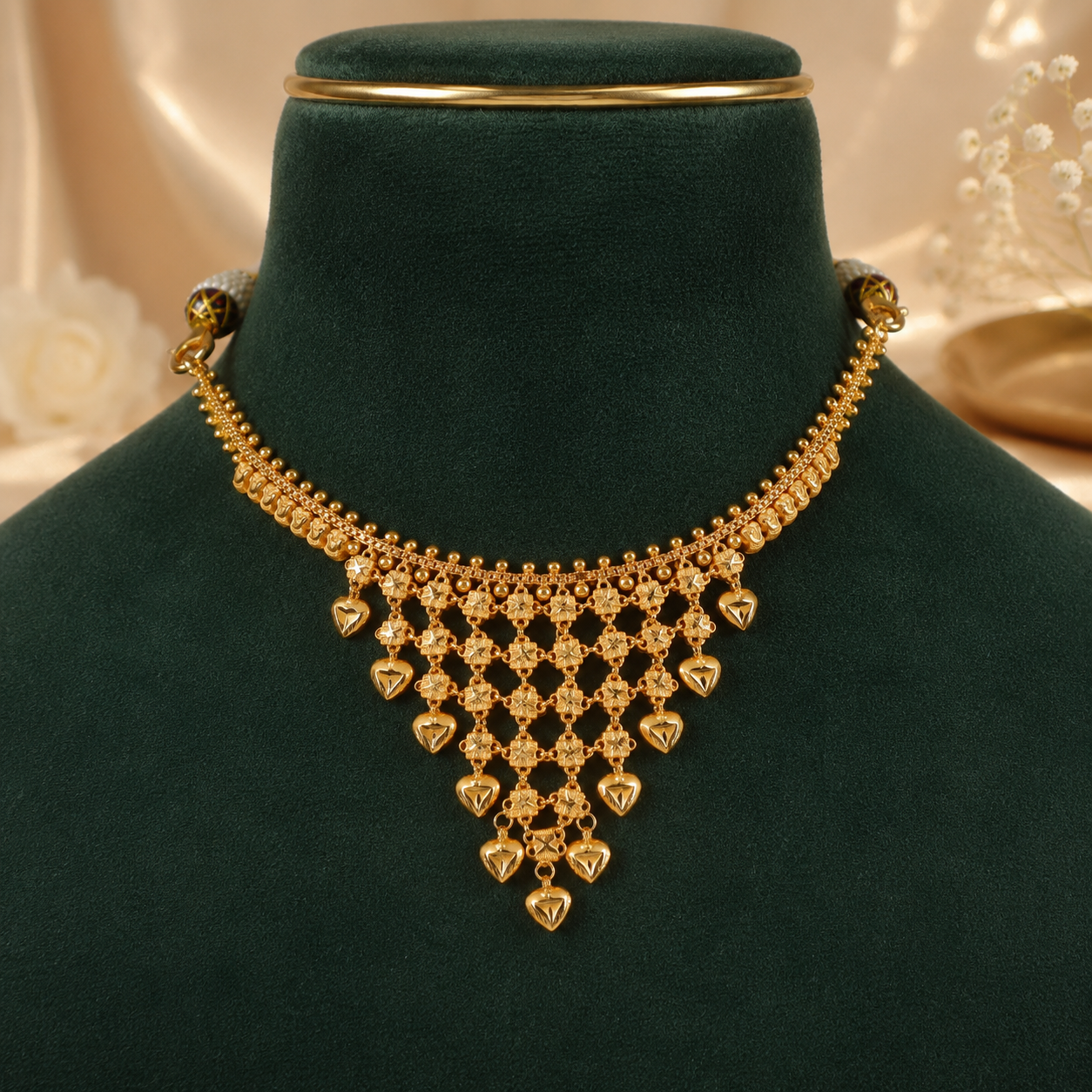 Aanya Heart Drape  Gold Necklace Set
