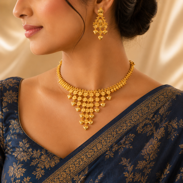Aanya Heart Drape  Gold Necklace Set