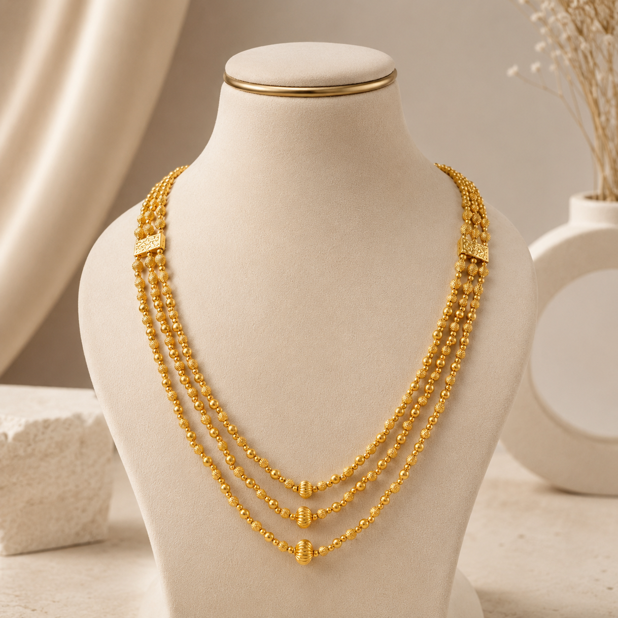 Prisha Layered Long Mala Gold Necklace