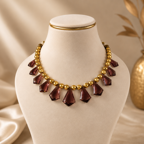 Zara Ruby Drape Gold Necklace