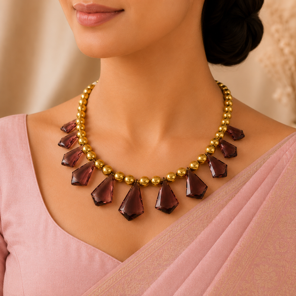 Zara Ruby Drape Gold Necklace