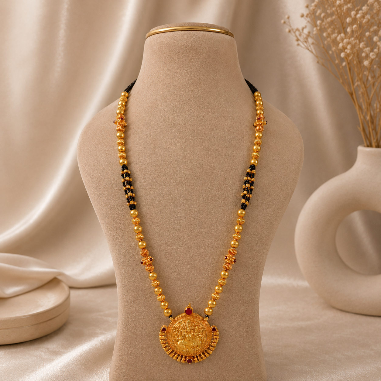 Divine Lakshmi  Long Gold Necklace