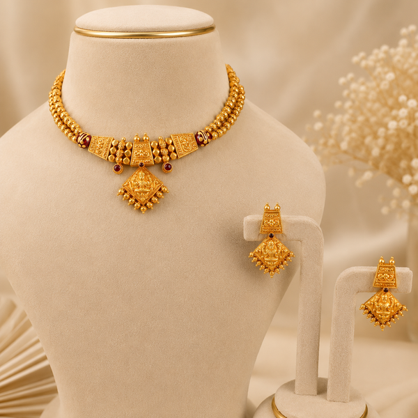 Divine Lakshmi Grace Gold Necklace Set