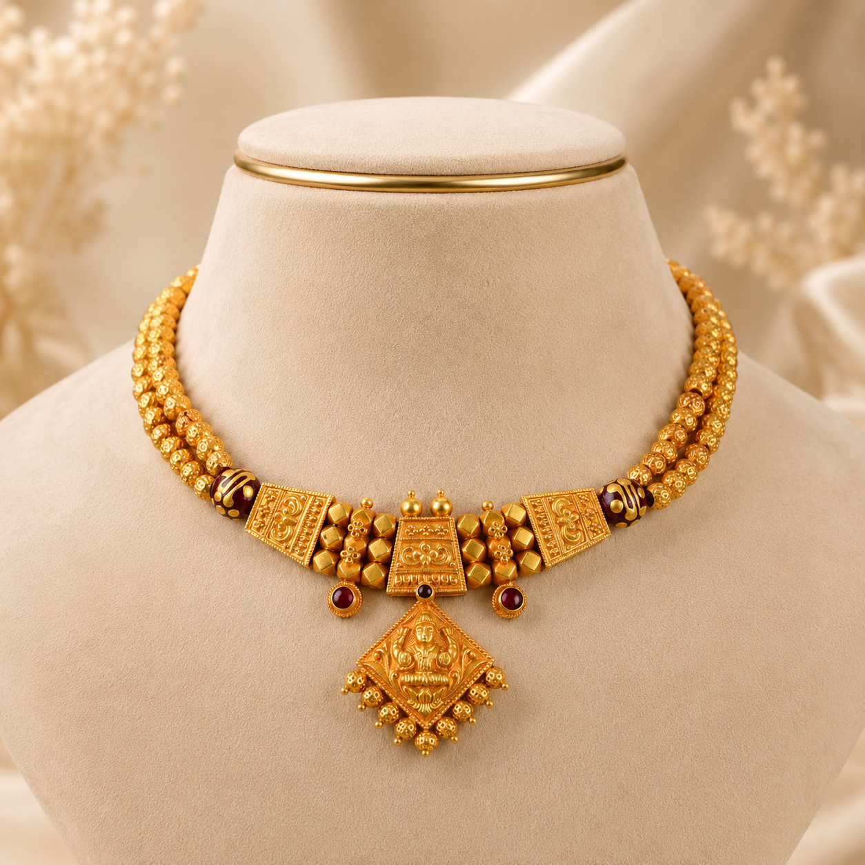 Divine Lakshmi Grace Gold Necklace Set