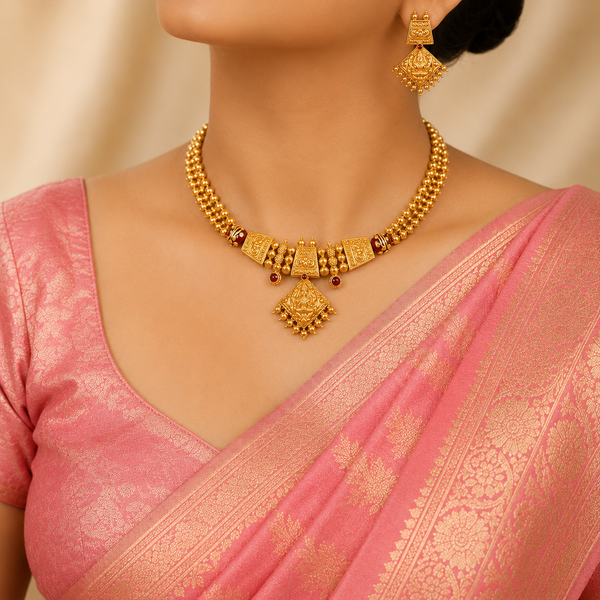 Divine Lakshmi Grace Gold Necklace Set