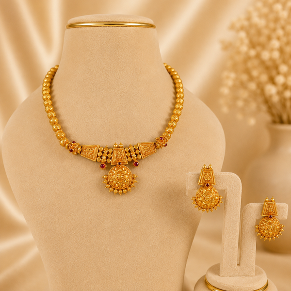 Vanya Sunburst Gold Necklace Set