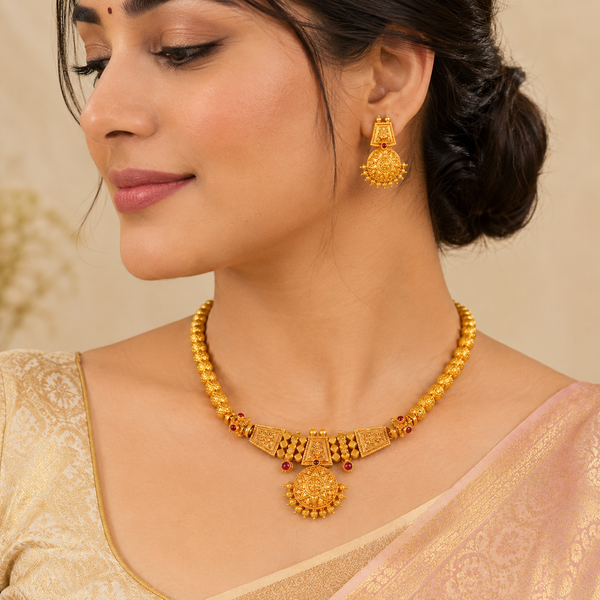 Vanya Sunburst Gold Necklace Set