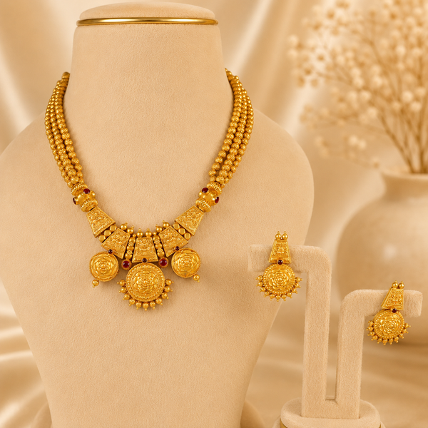 Zara Temple Radiance  Gold Necklace Set