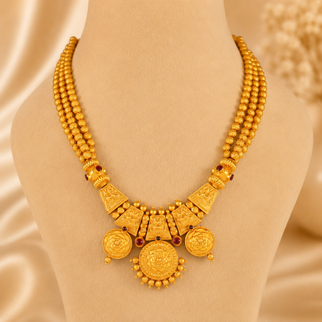 Zara Temple Radiance  Gold Necklace Set