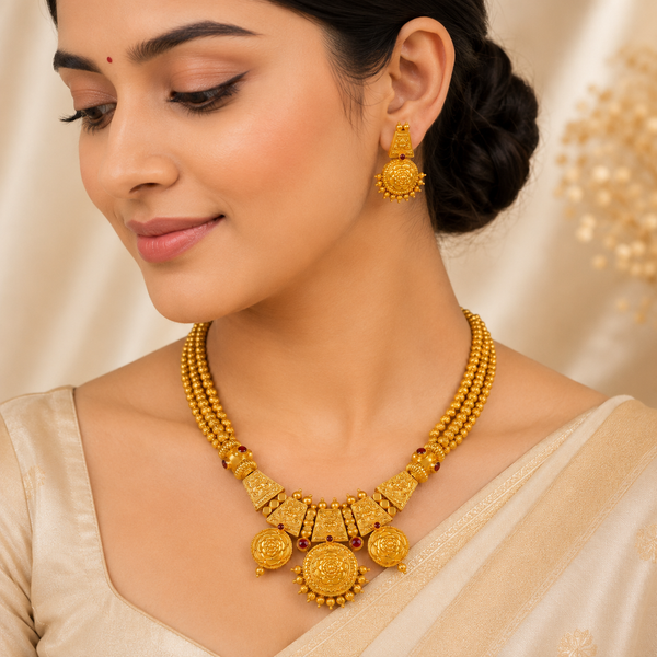 Zara Temple Radiance  Gold Necklace Set