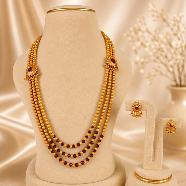 Avni Royal Beads Gold Long Necklace Set