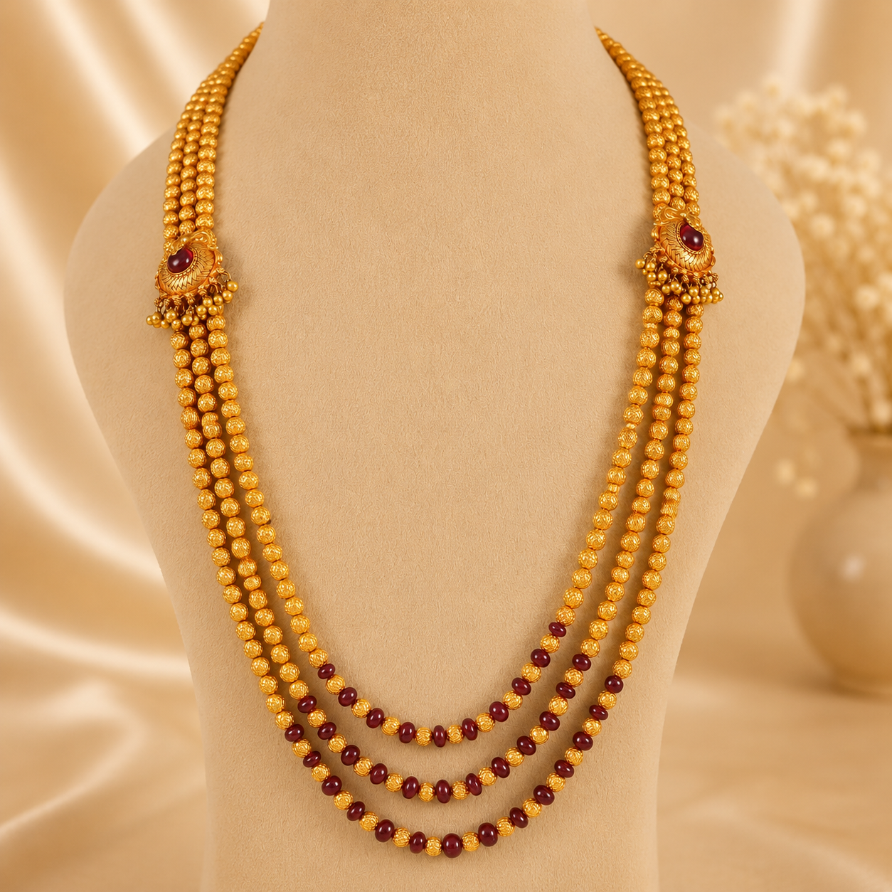 Avni Royal Beads Gold Long Necklace Set