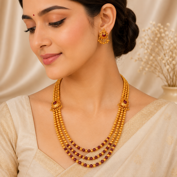 Avni Royal Beads Gold Long Necklace Set
