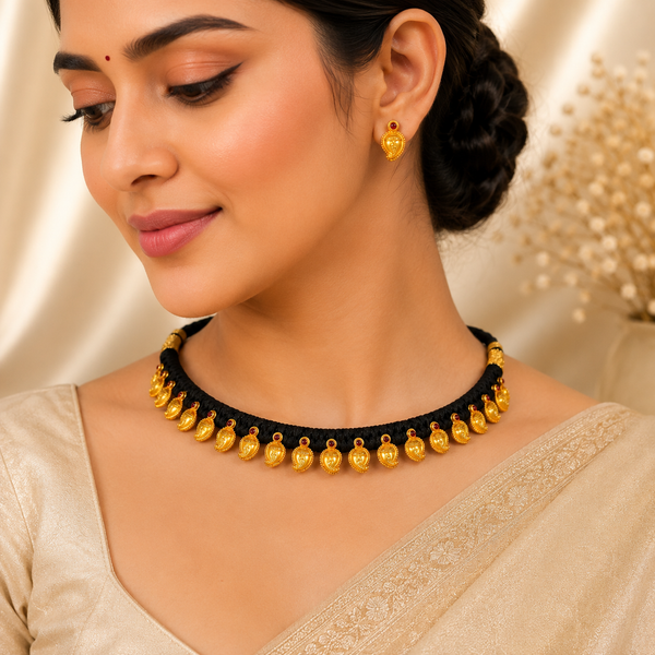 Anika Black Paisley Gold Necklace Set