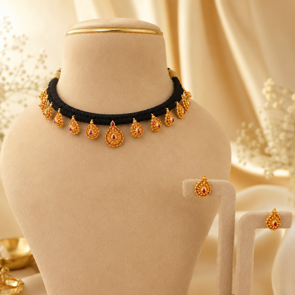 Aadhya Antique Gold Necklace Set
