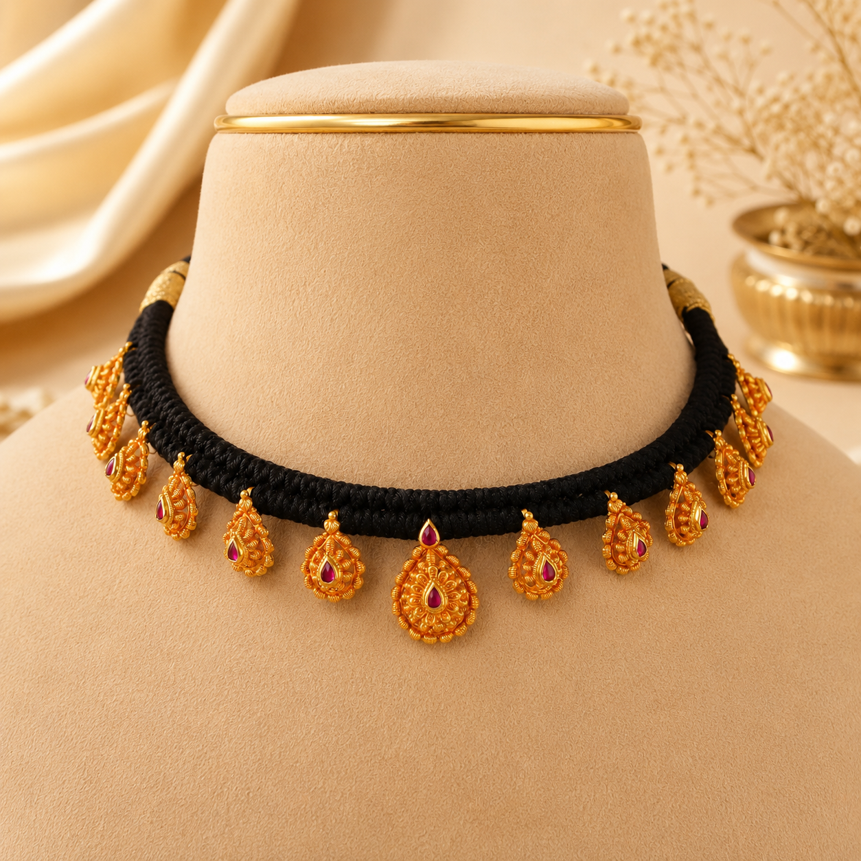 Aadhya Antique Gold Necklace Set