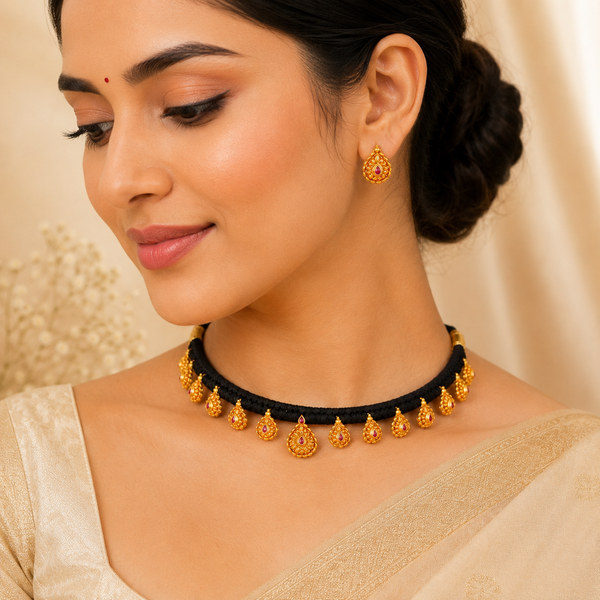 Aadhya Antique Gold Necklace Set