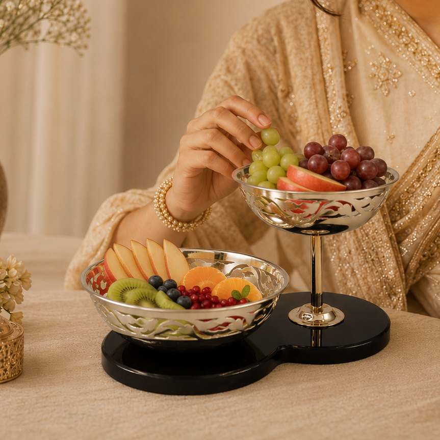Opulent Fruit Silver Bowl