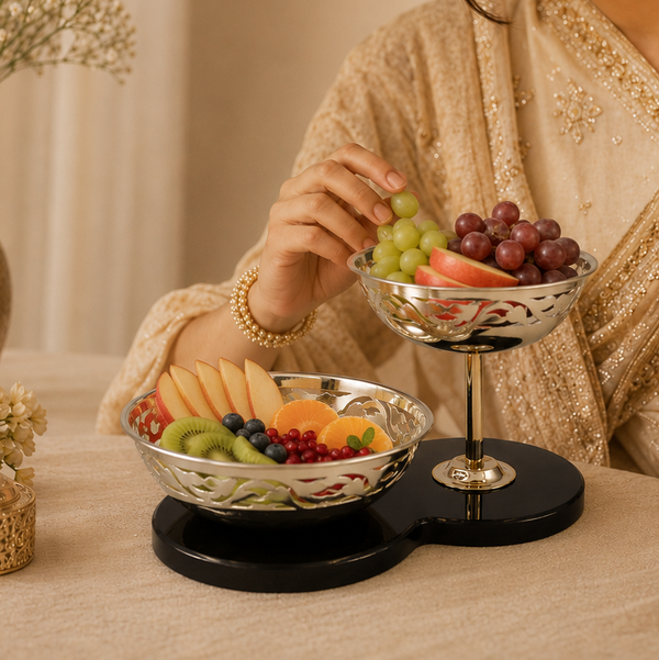 Opulent Fruit Silver Bowl