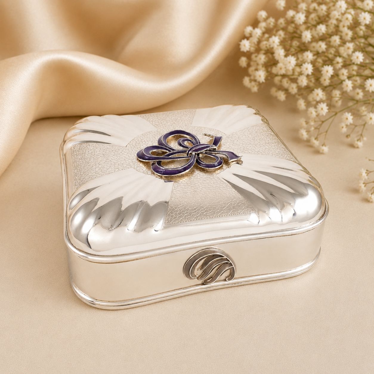 Purple Orchid Silver Box