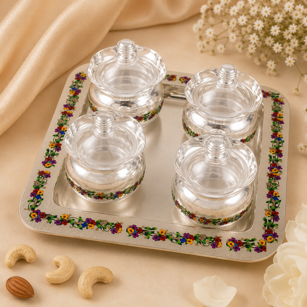 Imperial Dryfruit Silver Tray  Set