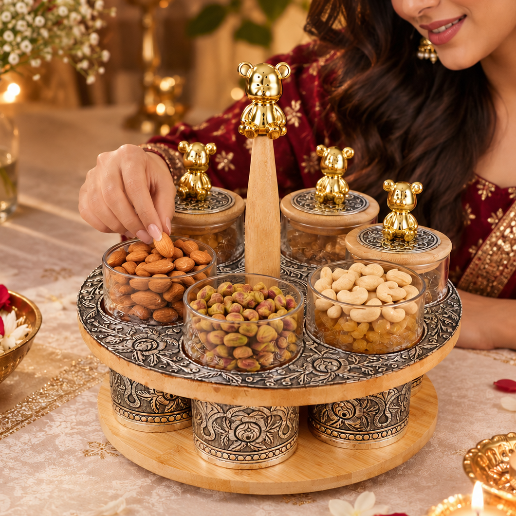 Divine Festive Silver Dryfruit  Stand