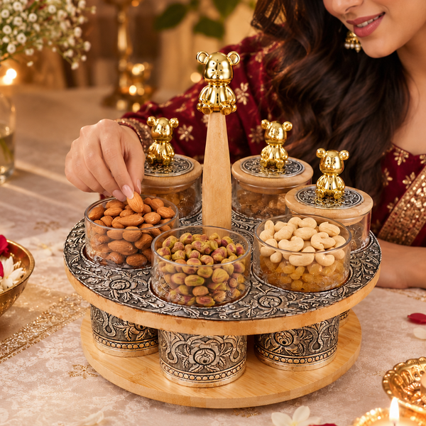 Divine Festive Silver Dryfruit  Stand
