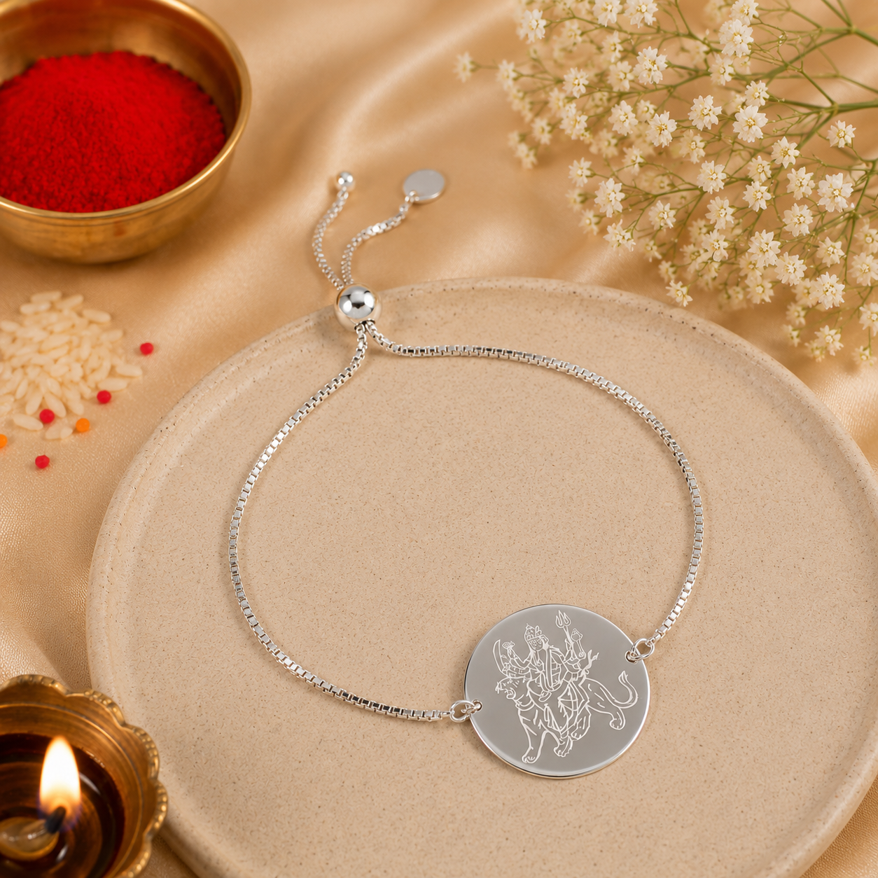 Maa Durga Silver Rakhi