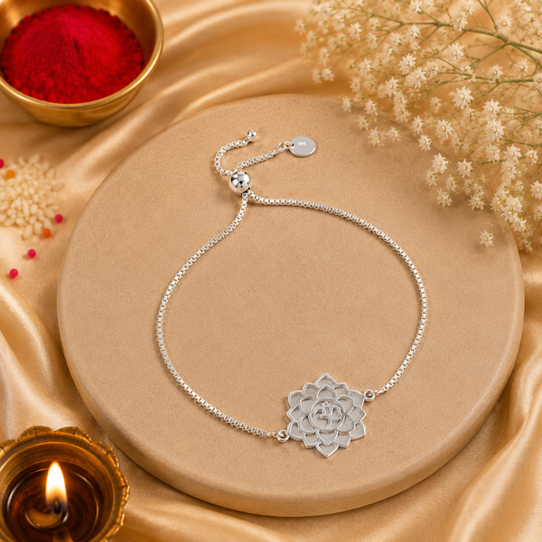 Lotus Om Silver Rakhi