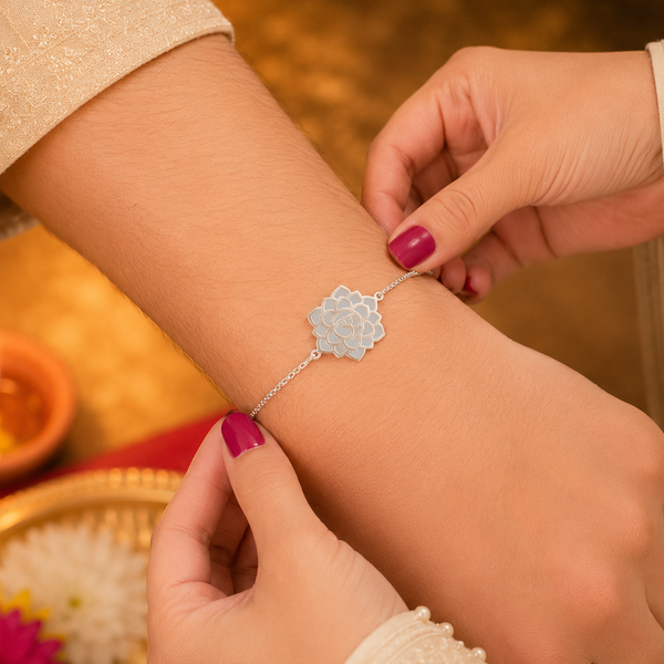 Lotus Om Silver Rakhi