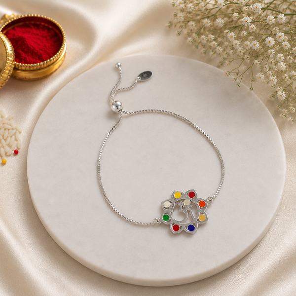 Om Navchakra Silver Rakhi