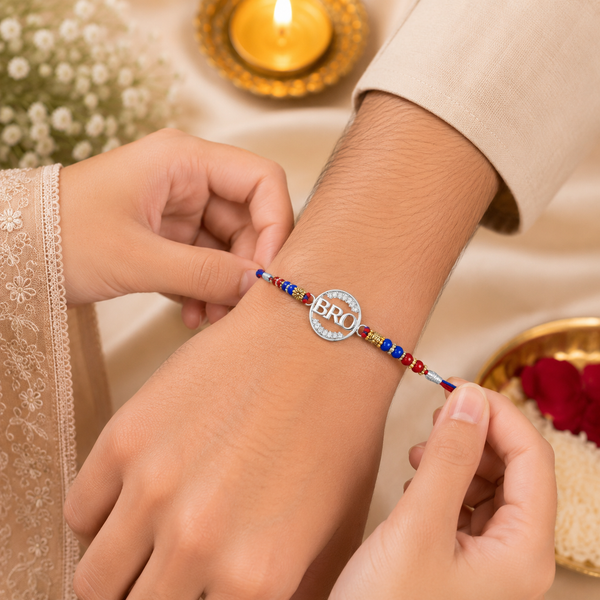 Designer "BRO" Silver Rakhi