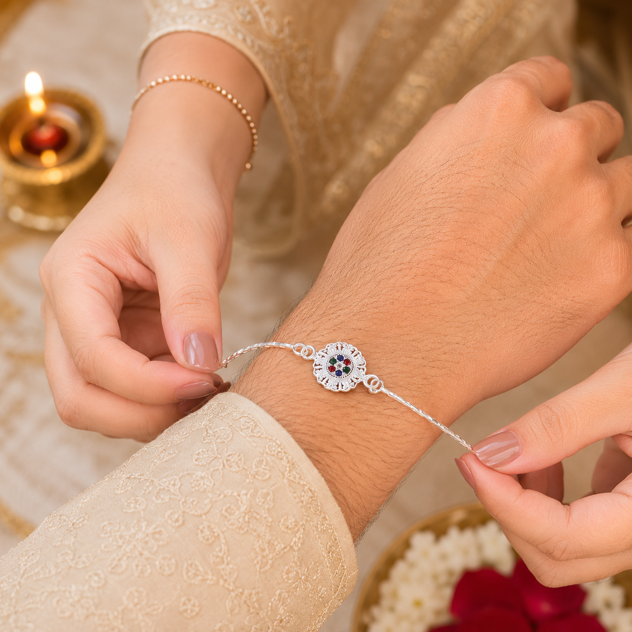 Royal Navratna Blossom Rakhi