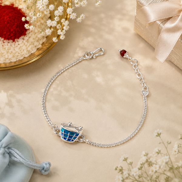 Neel Damru Fancy Silver Rakhi
