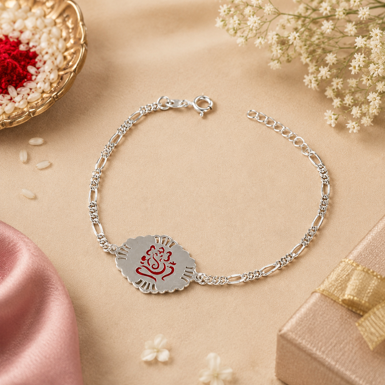 Divine Ganesha Silver Rakhi
