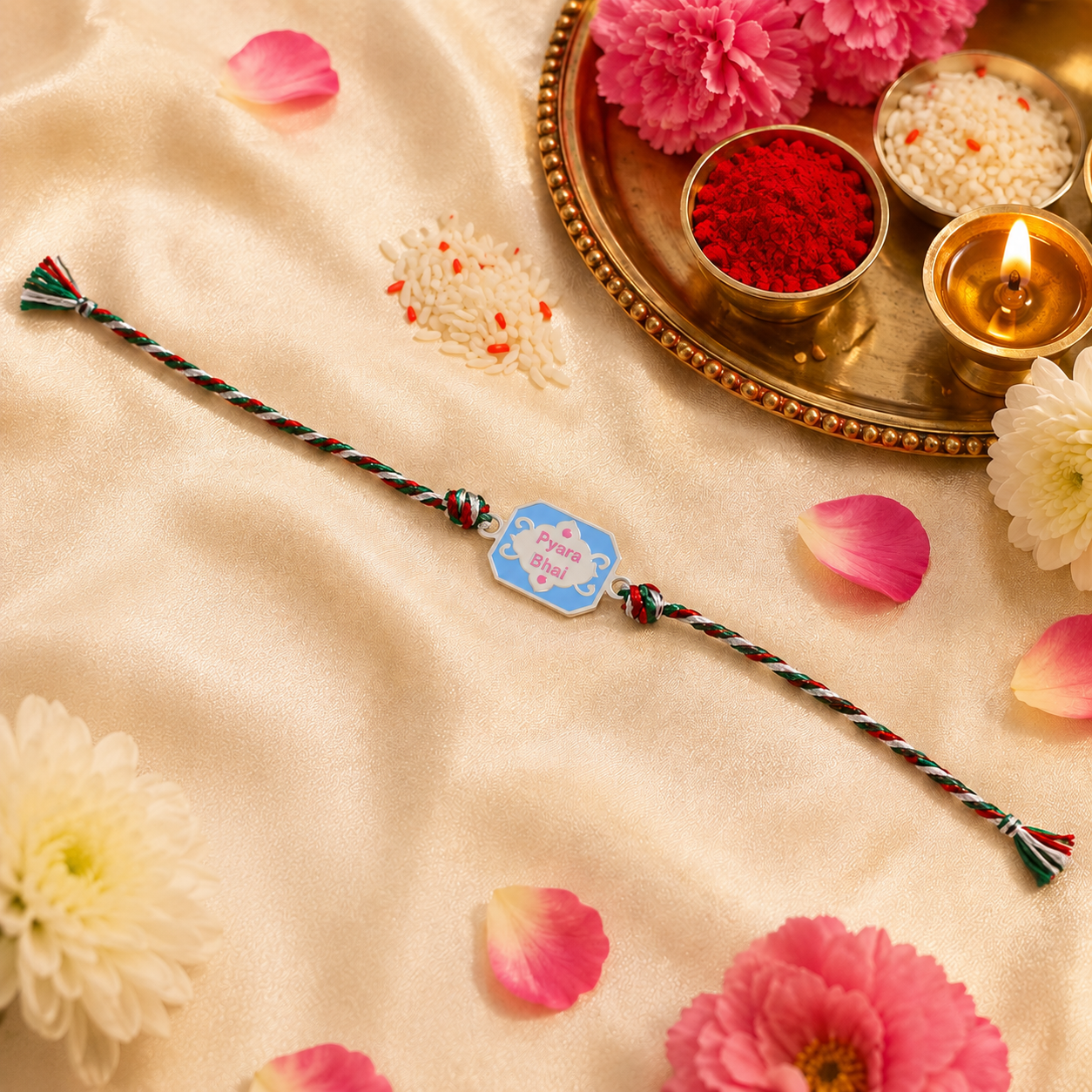 Blue Bond Bhai Silver Rakhi
