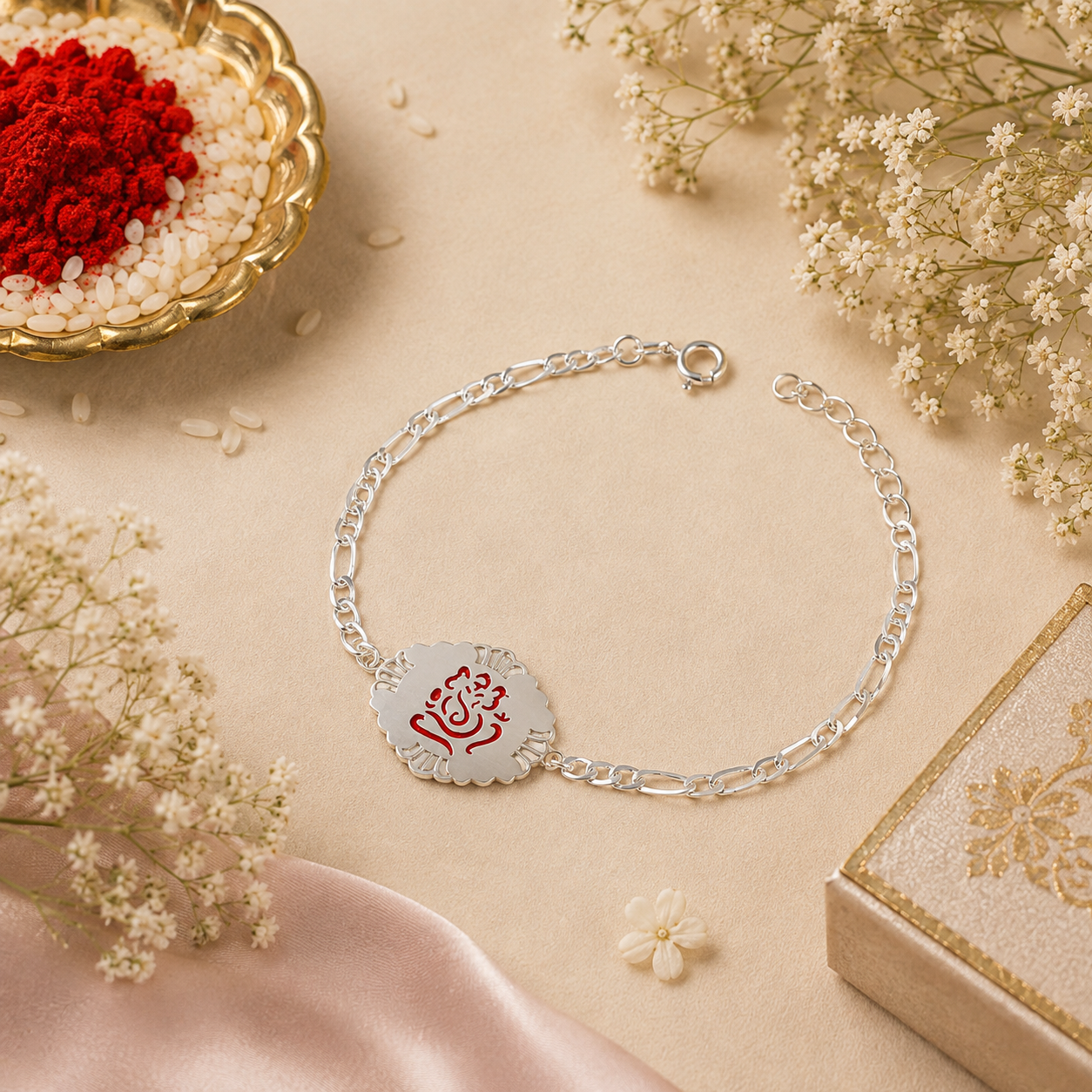 Lord Ganesha Silver Bracelet Rakhi