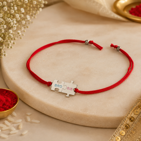 Bro Sis Puzzle Silver Rakhi