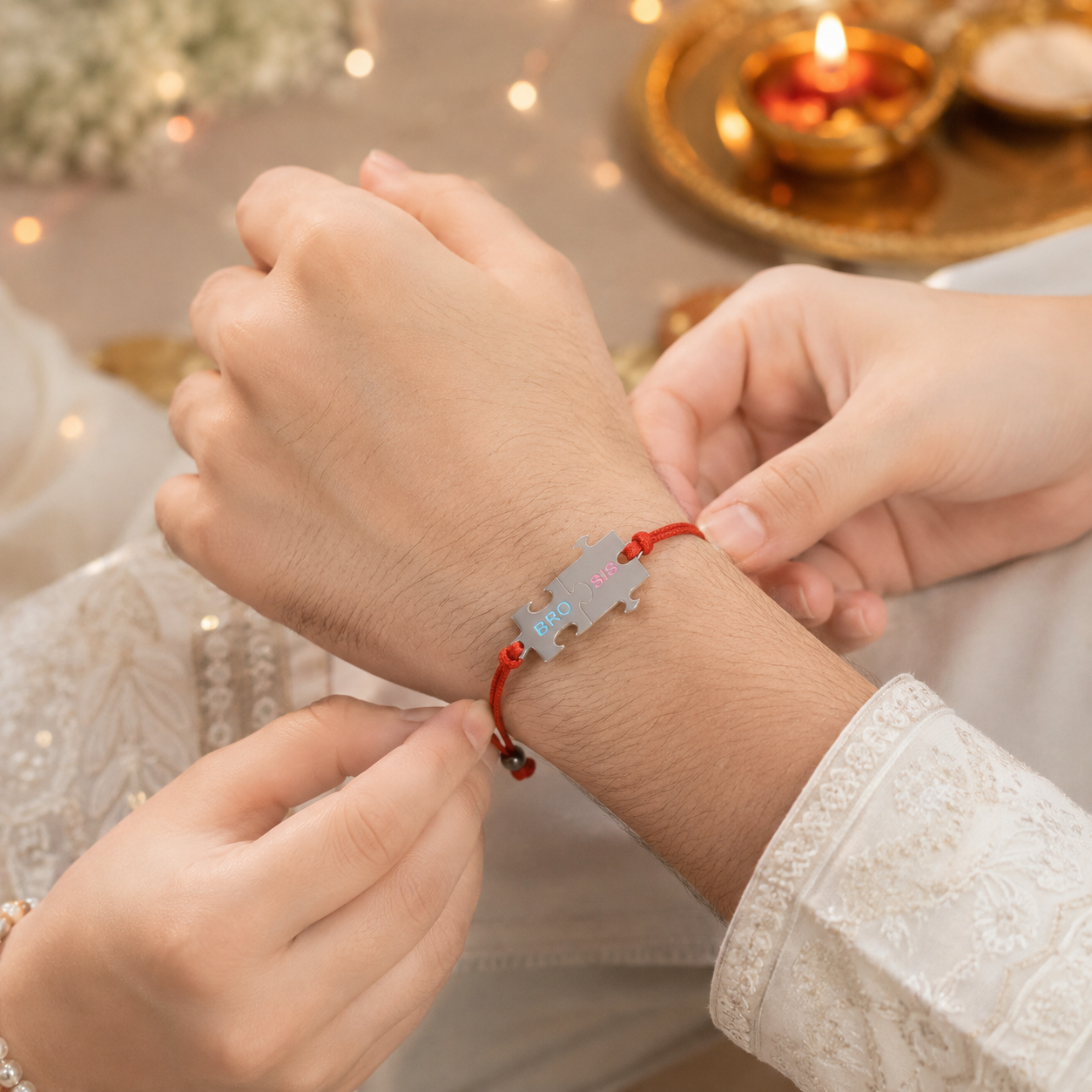 Bro Sis Puzzle Silver Rakhi