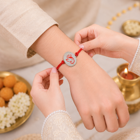 Vighnaharta Blessing Silver Rakhi