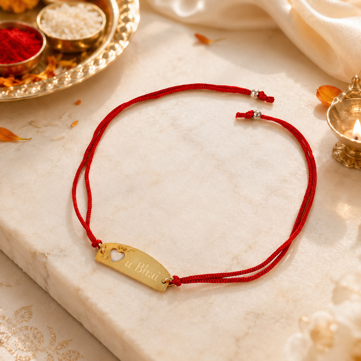 Golden Bhai Bond Silver Rakhi