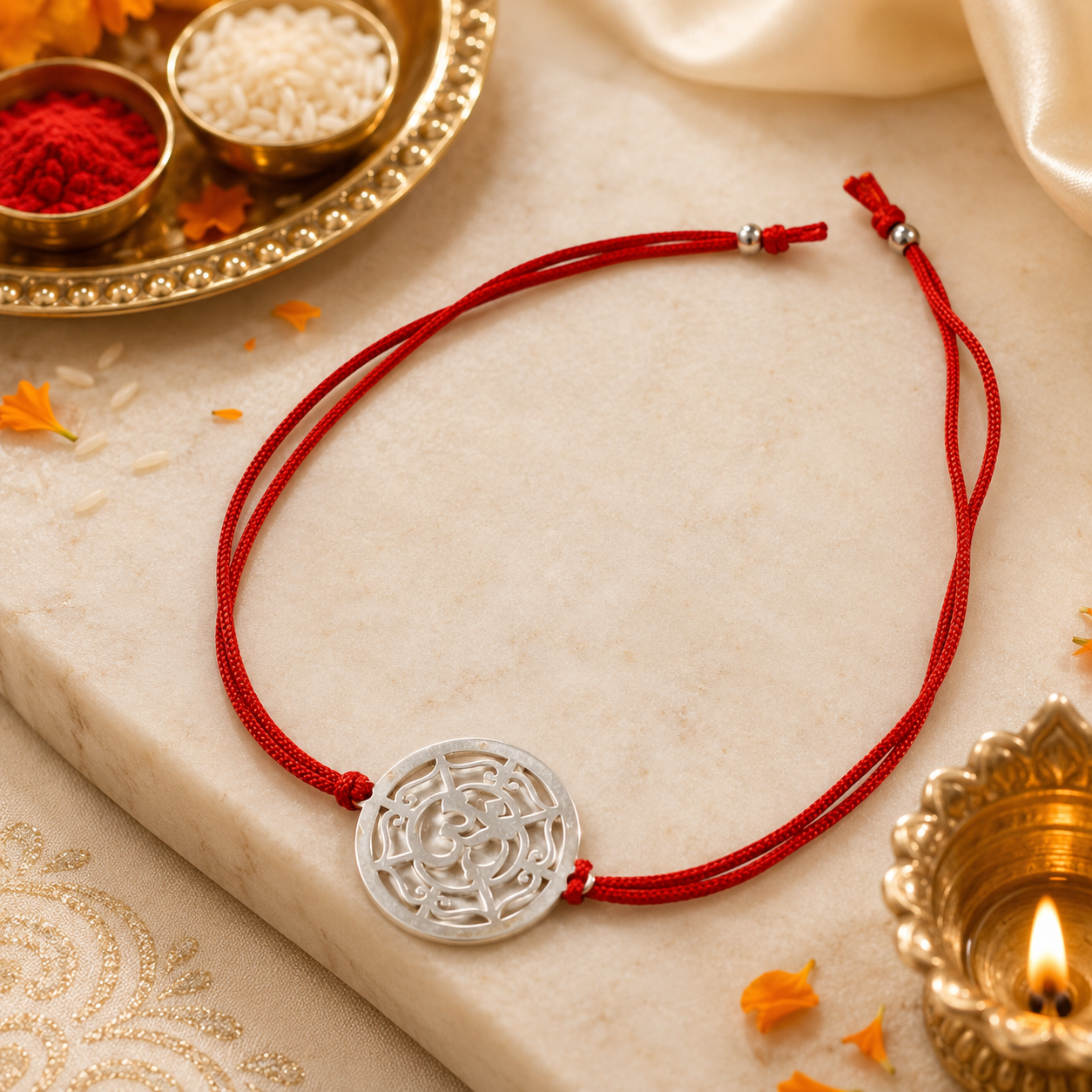 Om Sacred Mandala Silver Rakhi